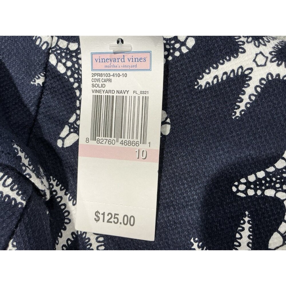 Vineyard Vines By Shep And Ian Cove Capri Size 10 Women’s Navy Starfish NWT - Picture 9 of 10